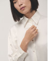 Ivory satin shirt with long sleeves - Woman | Roberto Verino