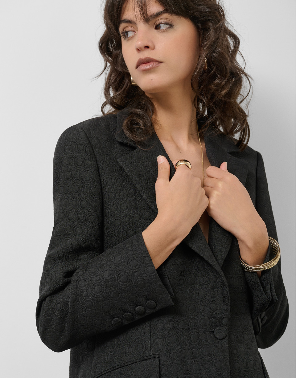 Blazer un botón fantasía relieve negro - Sale | Roberto Verino