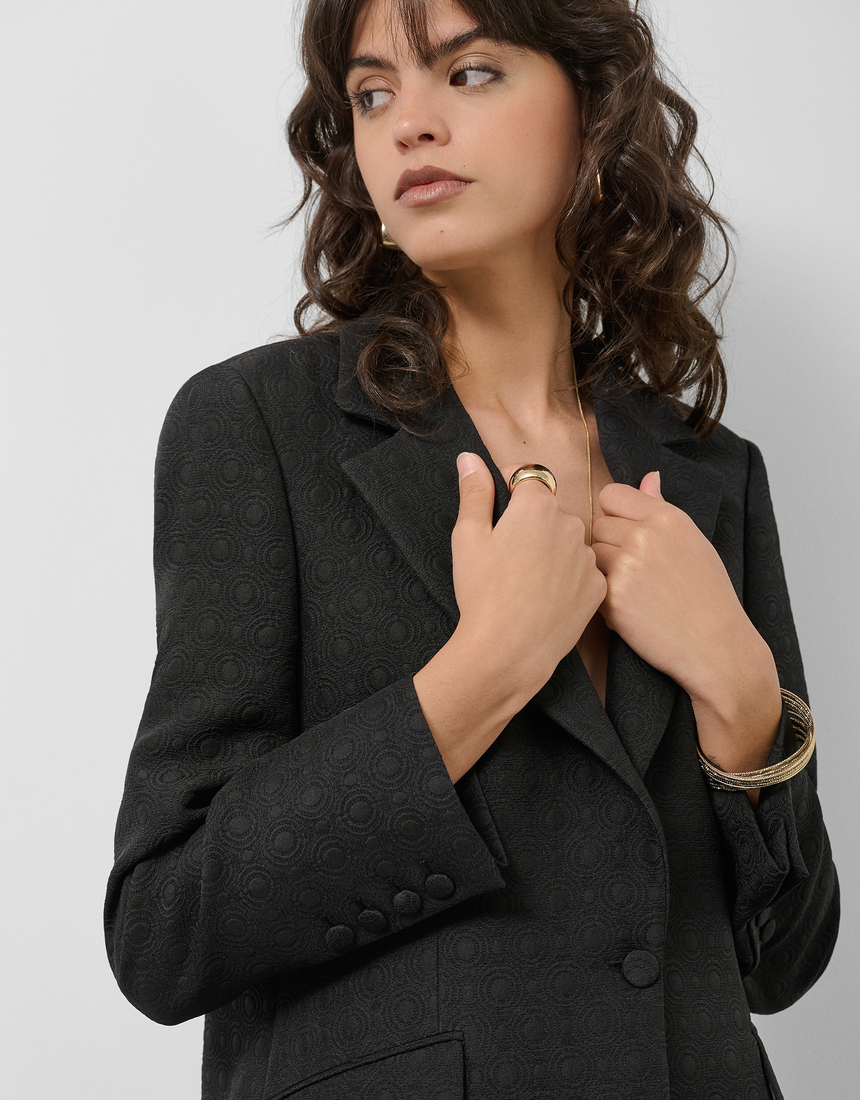 Blazer un botón fantasía relieve negro - Sale | Roberto Verino