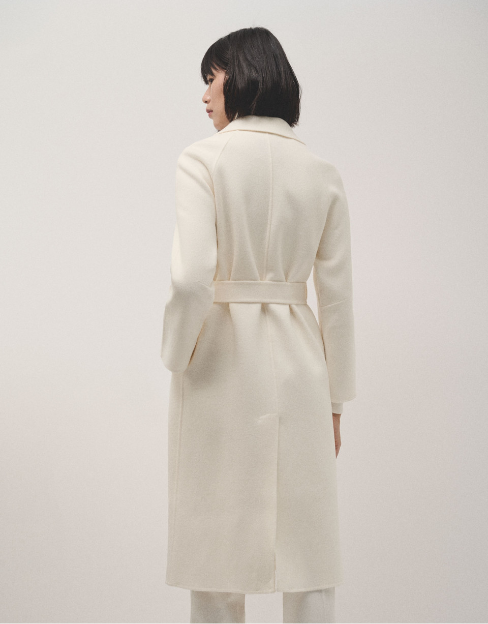 Ivory two-faced knee-length cloth coat - Woman | Roberto Verino
