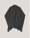 Poncho con flecos en punto gris - Mujer | Roberto Verino