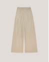 Pantalón ancho en punto brillo beige - Mujer | Roberto Verino
