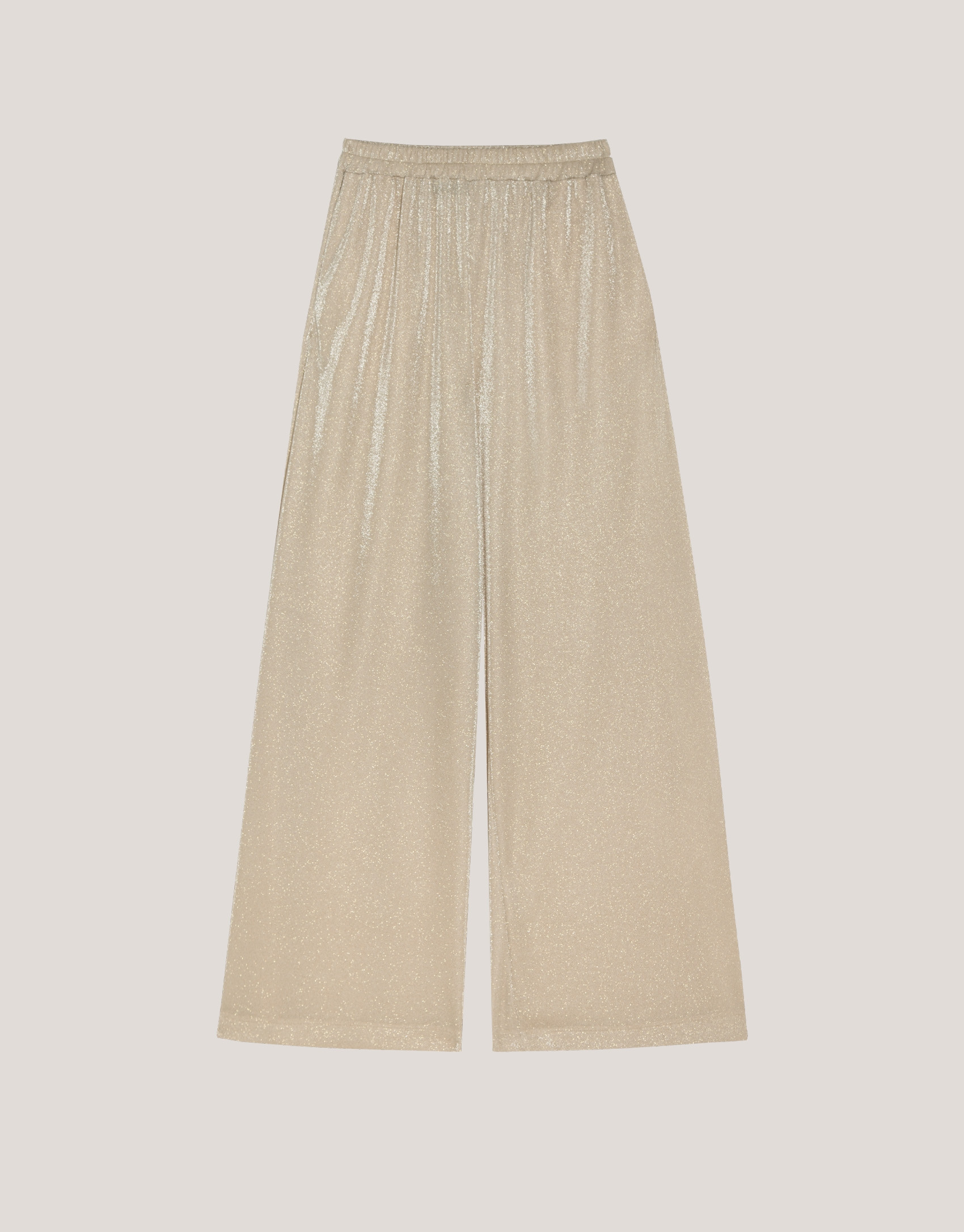 Pantalón ancho en punto brillo beige - Mujer | Roberto Verino