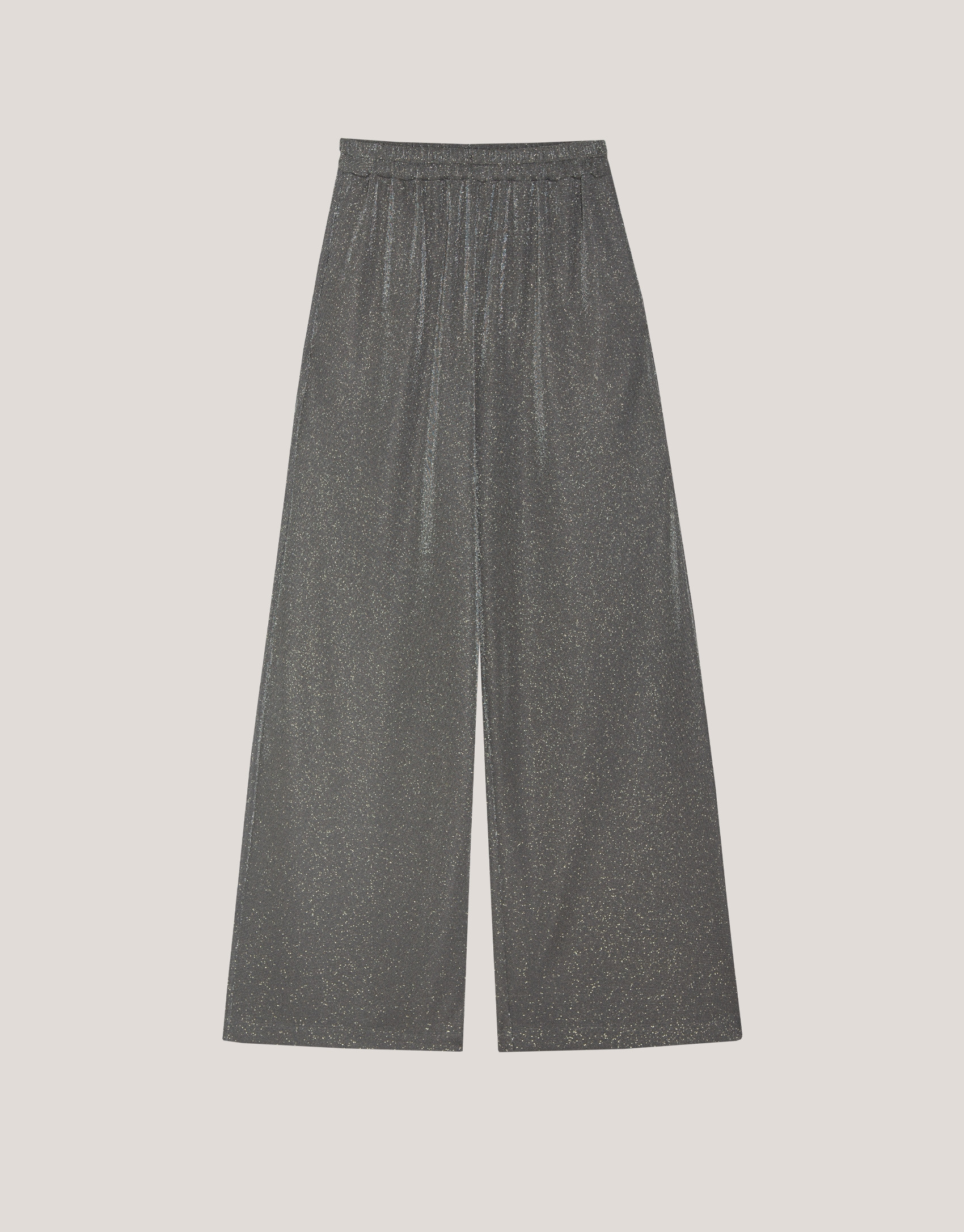 Pantalón ancho en punto brillo gris - Mujer | Roberto Verino