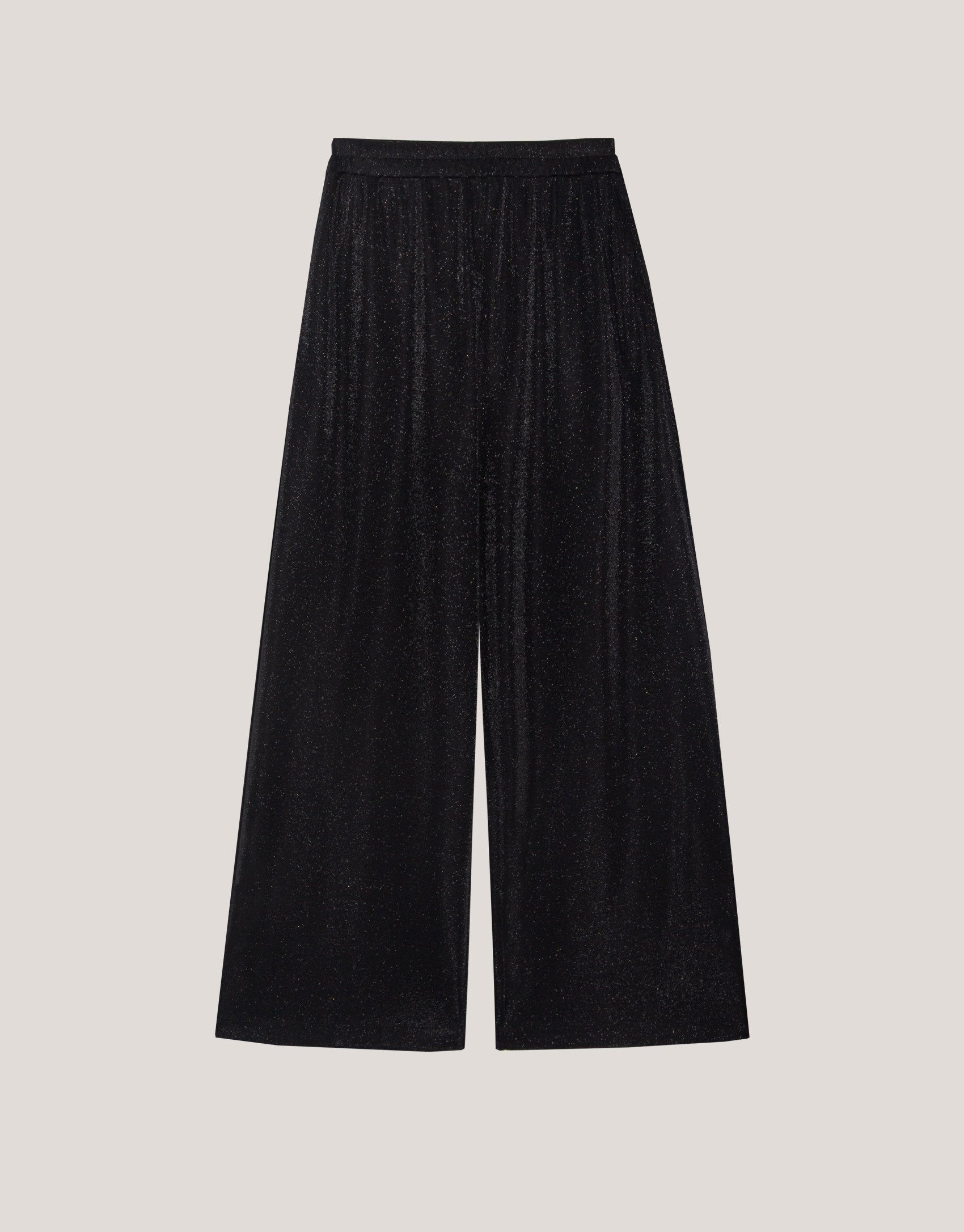 Pantalón ancho en punto brillo negro - Mujer | Roberto Verino
