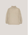 Camiseta cuello alto en punto brillo beige | Roberto Verino