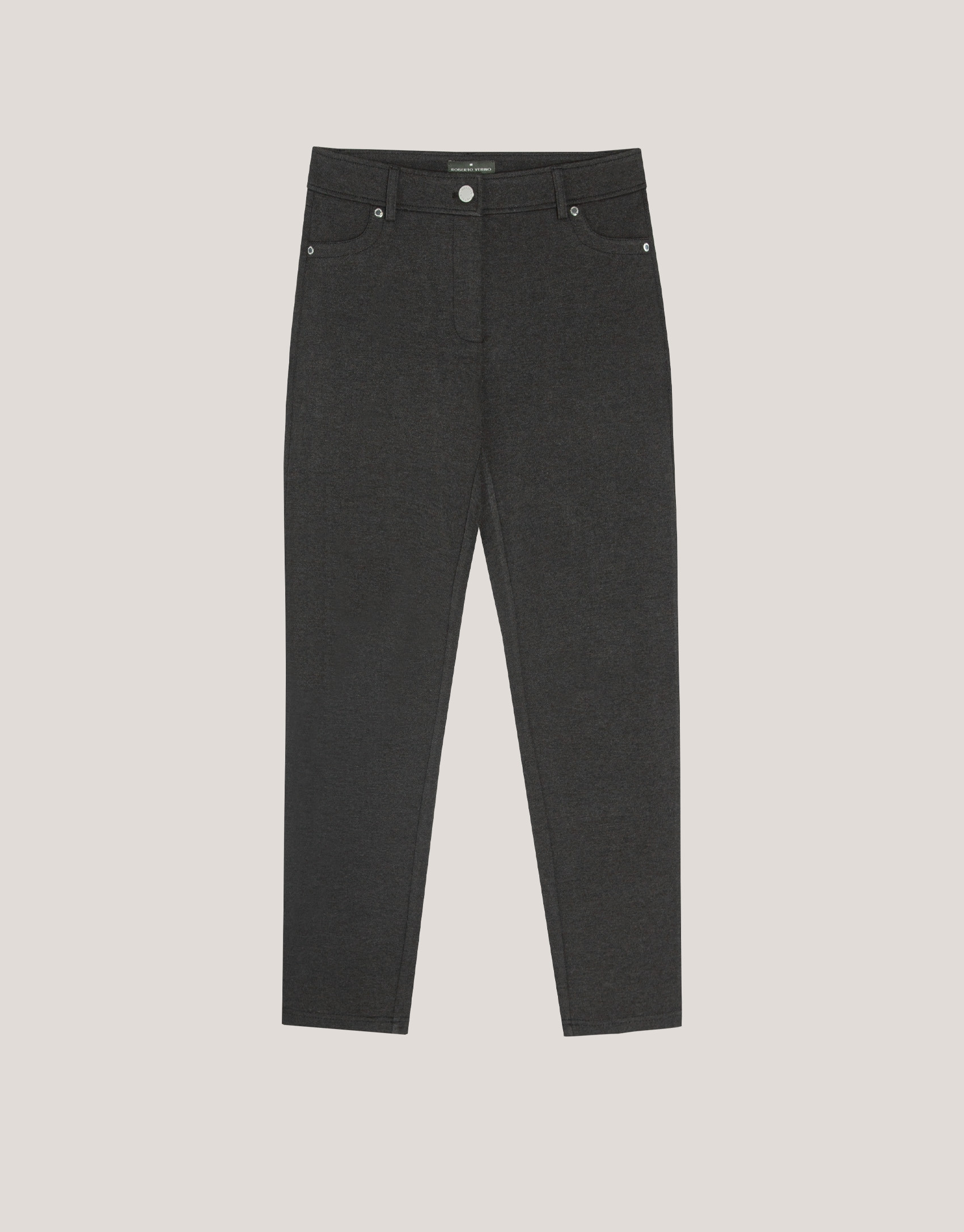 Grey coupe knit slim fit elastic pants - Woman | Roberto Verino