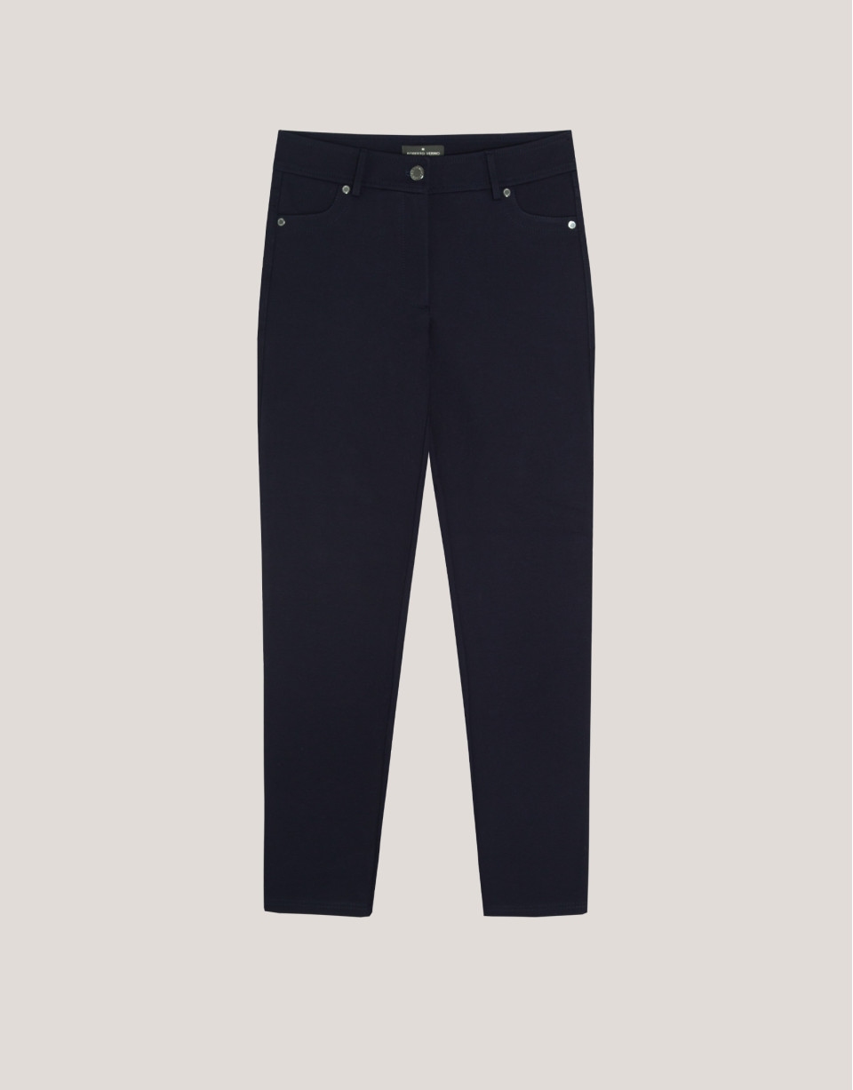 Pantalón slim elástico punto cortado azul marino | Roberto Verino