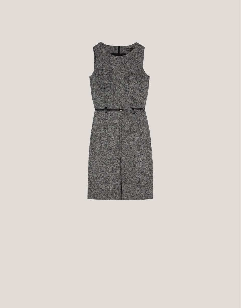 Sleeveless straight dress in black and grey ... | Roberto Verino