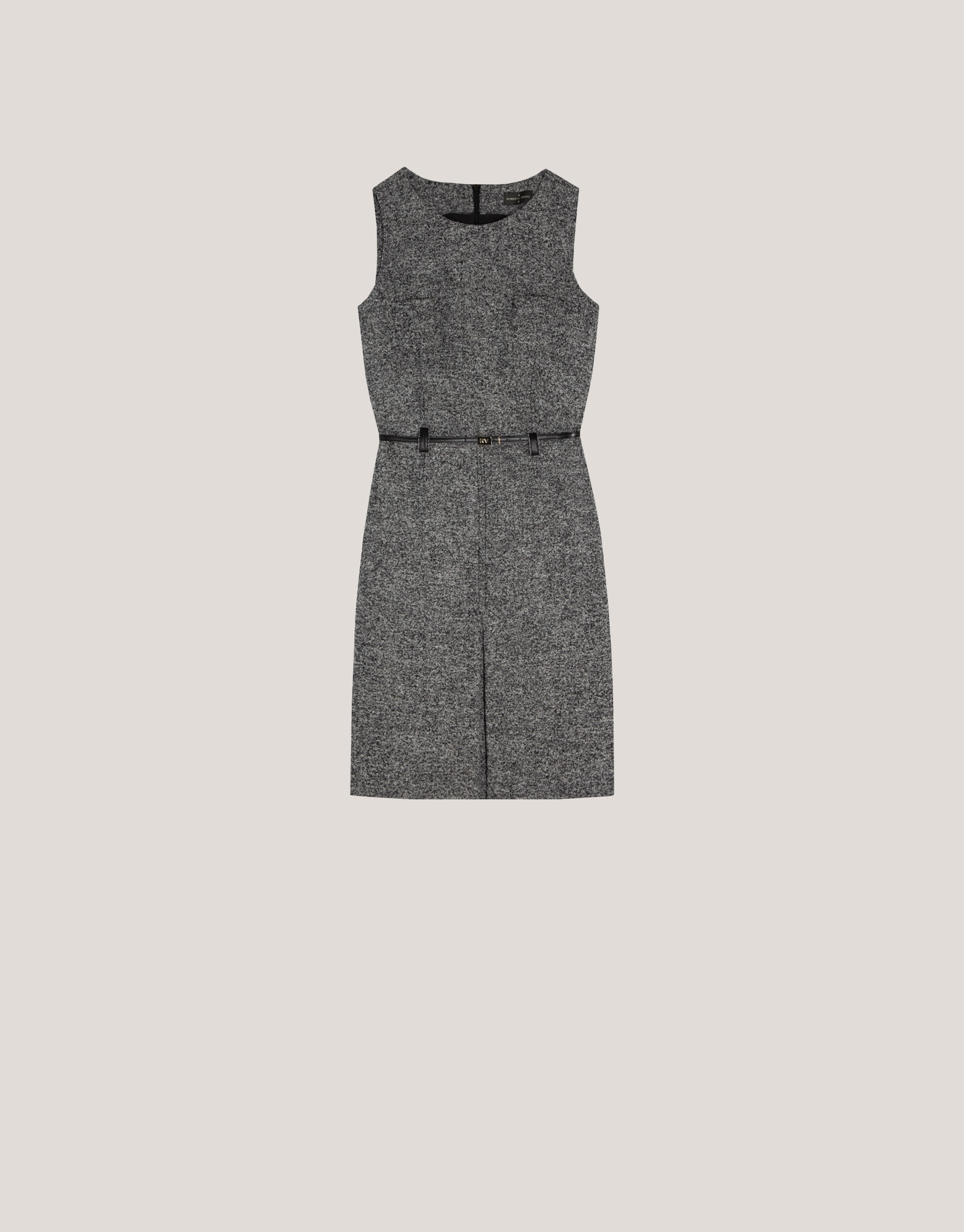 Sleeveless straight dress in black and grey ... | Roberto Verino