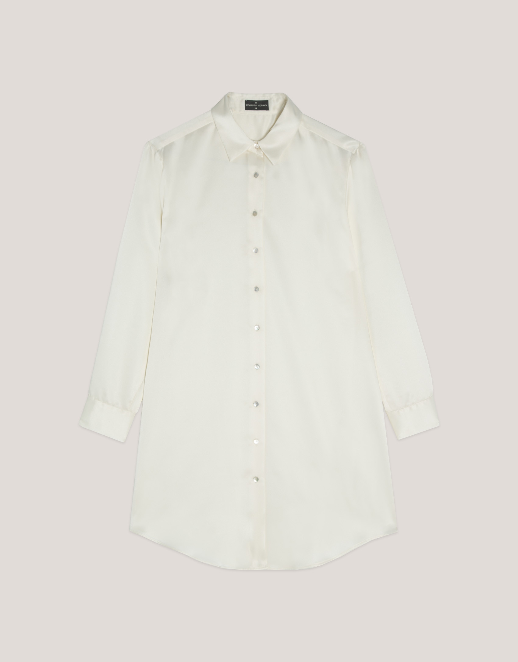 Ivory satin shirt with long sleeves - Woman | Roberto Verino