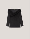 Camiseta escote cruzado en punto brillo negro | Roberto Verino