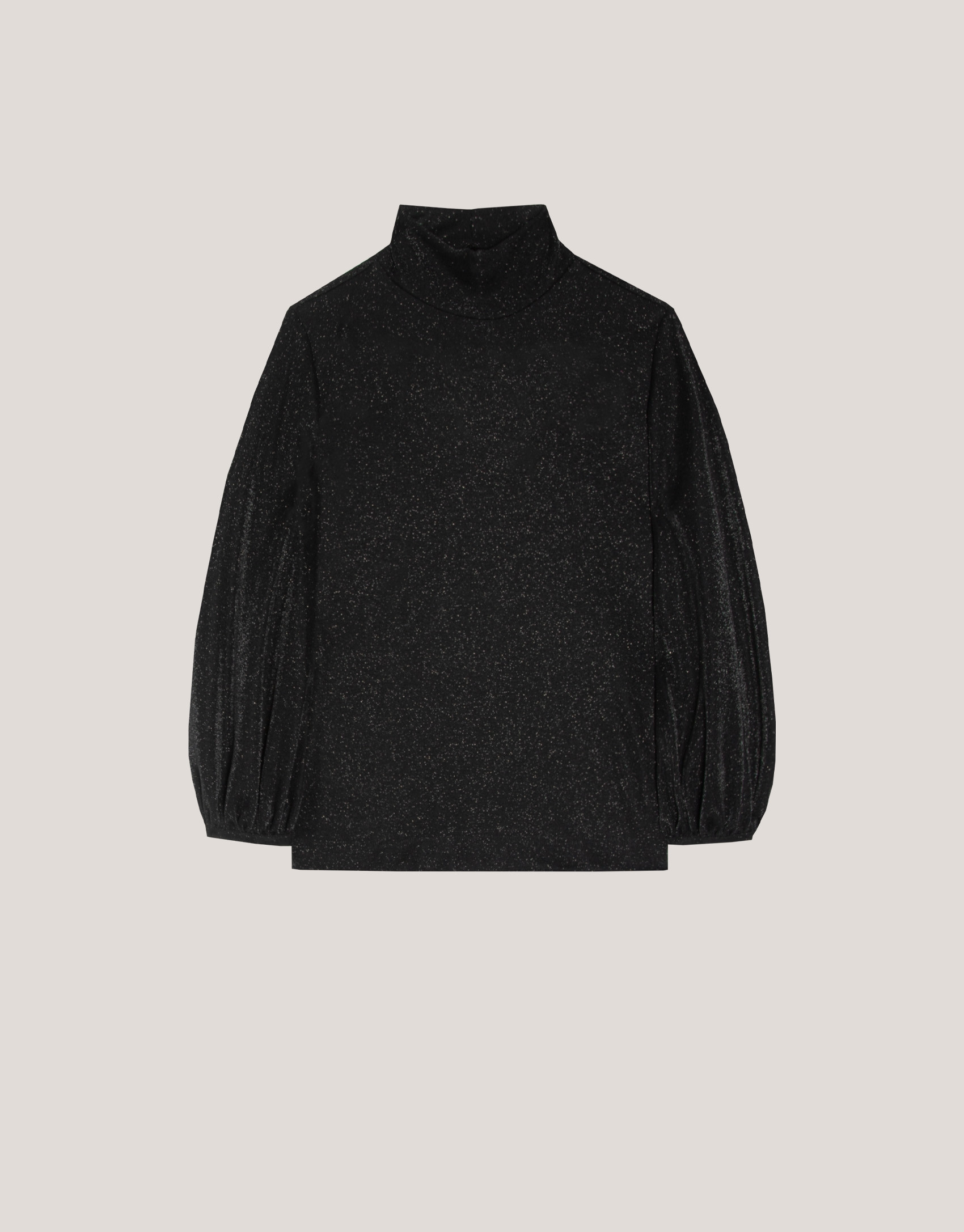 Camiseta cuello alto punto brillo negro - Mujer | Roberto Verino