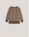 Boat neckline stripe knitted jumper in brown