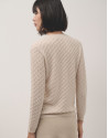 Jersey manga larga lana beige ochos y franja delantera