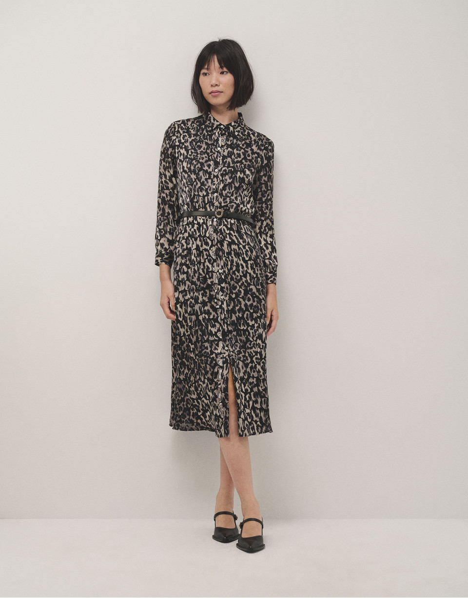 Vestido camisero midi estampado devoré ... | Roberto Verino