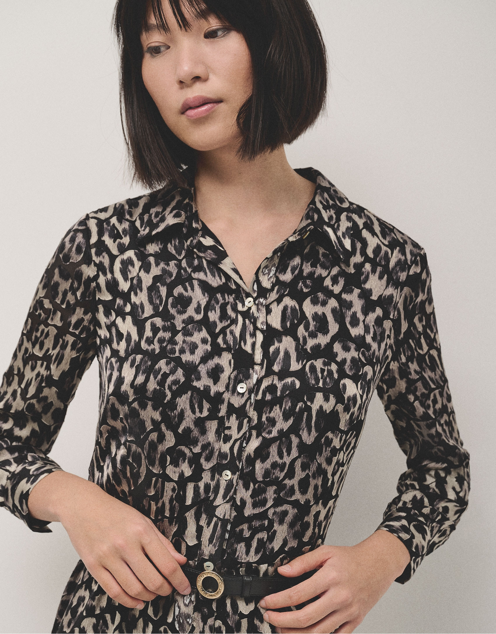 Animal print shirtwaist devoré midi-dress | Roberto Verino