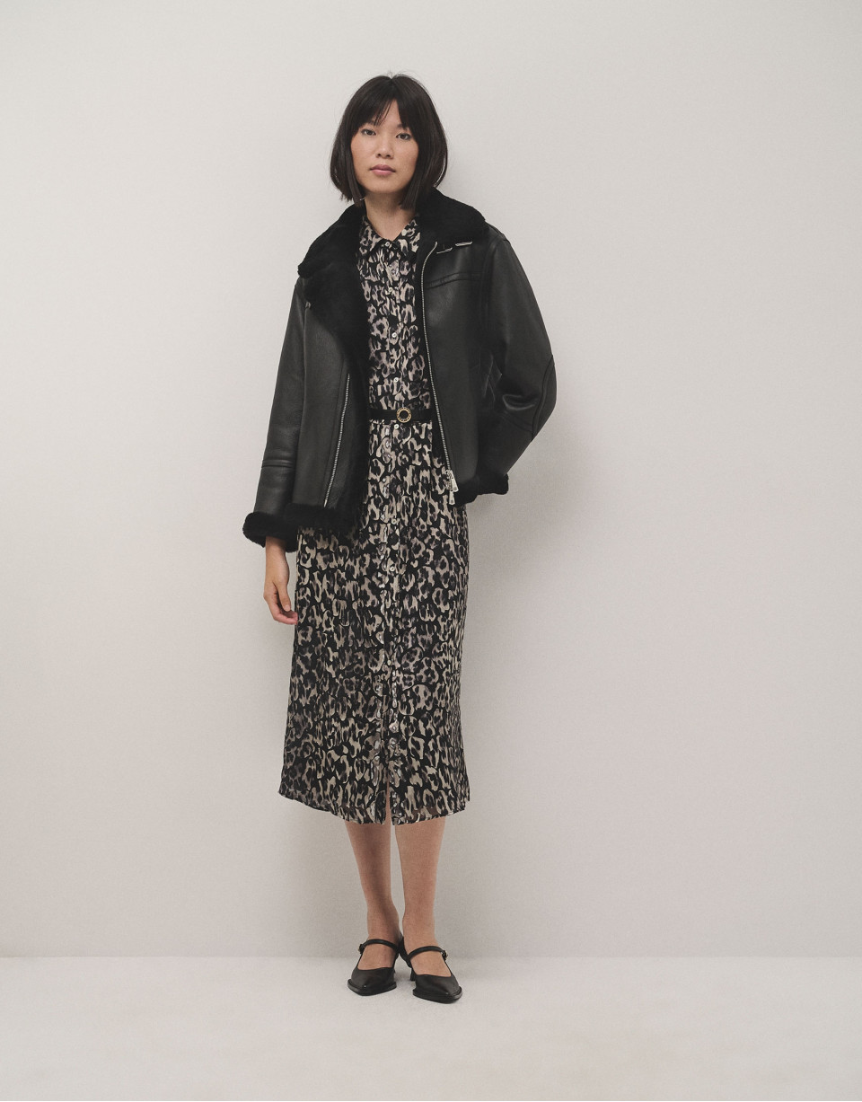 Vestido camisero midi estampado devoré ... | Roberto Verino