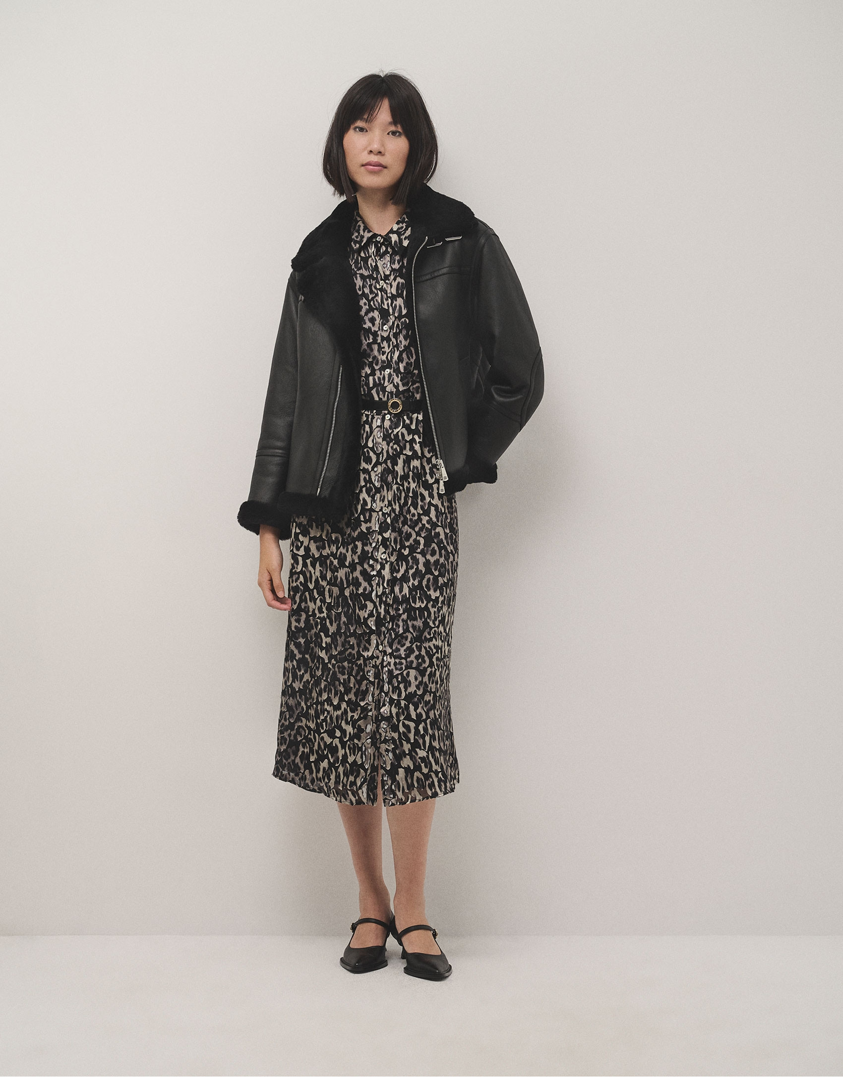 Animal print shirtwaist devoré midi-dress | Roberto Verino