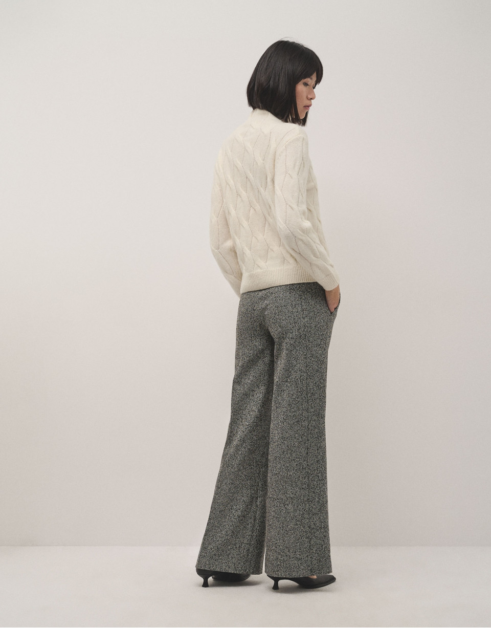 Pantalón recto tweed blanco y negro - Mujer | Roberto Verino