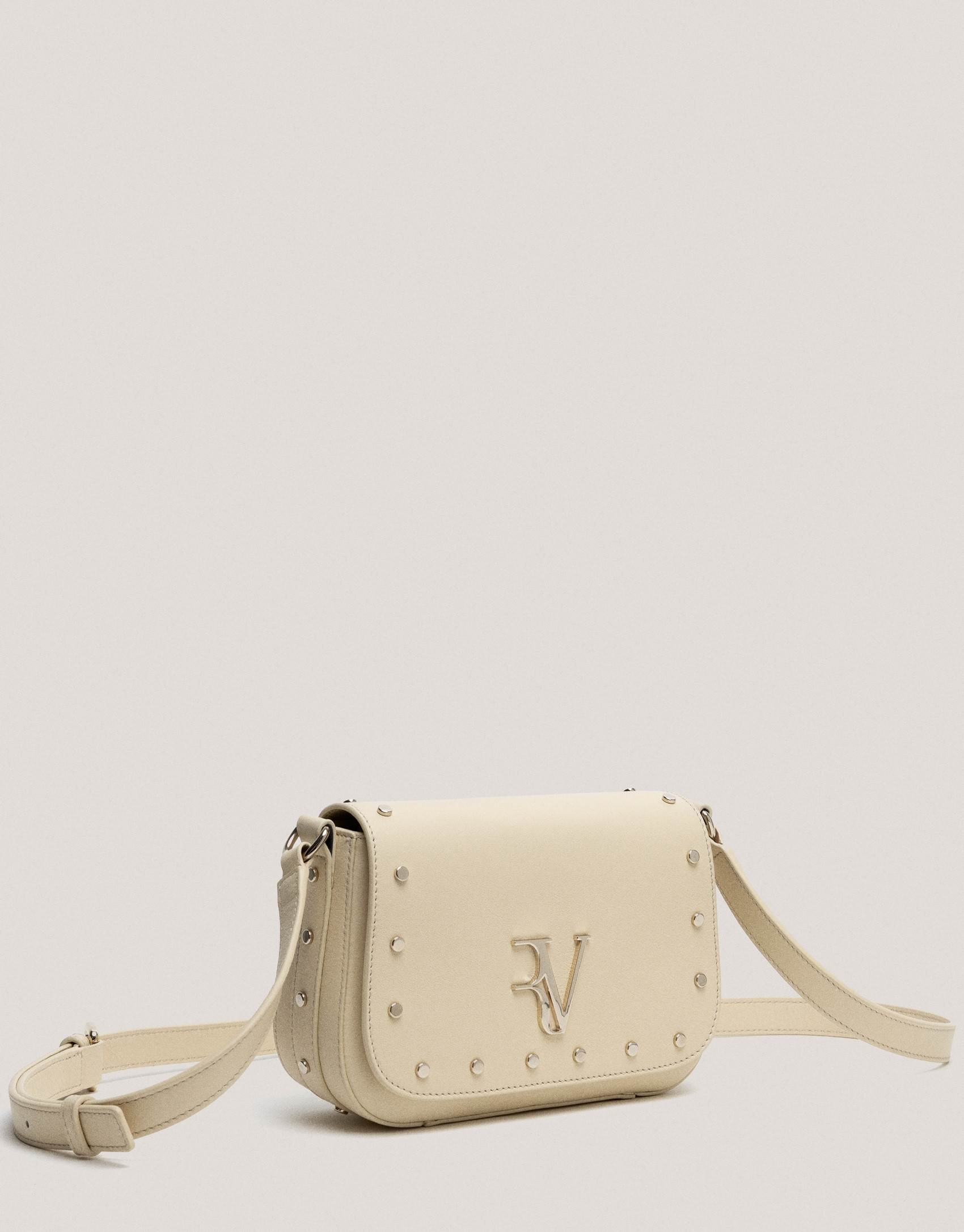 Beige leather Mini Mafalda shoulder bag