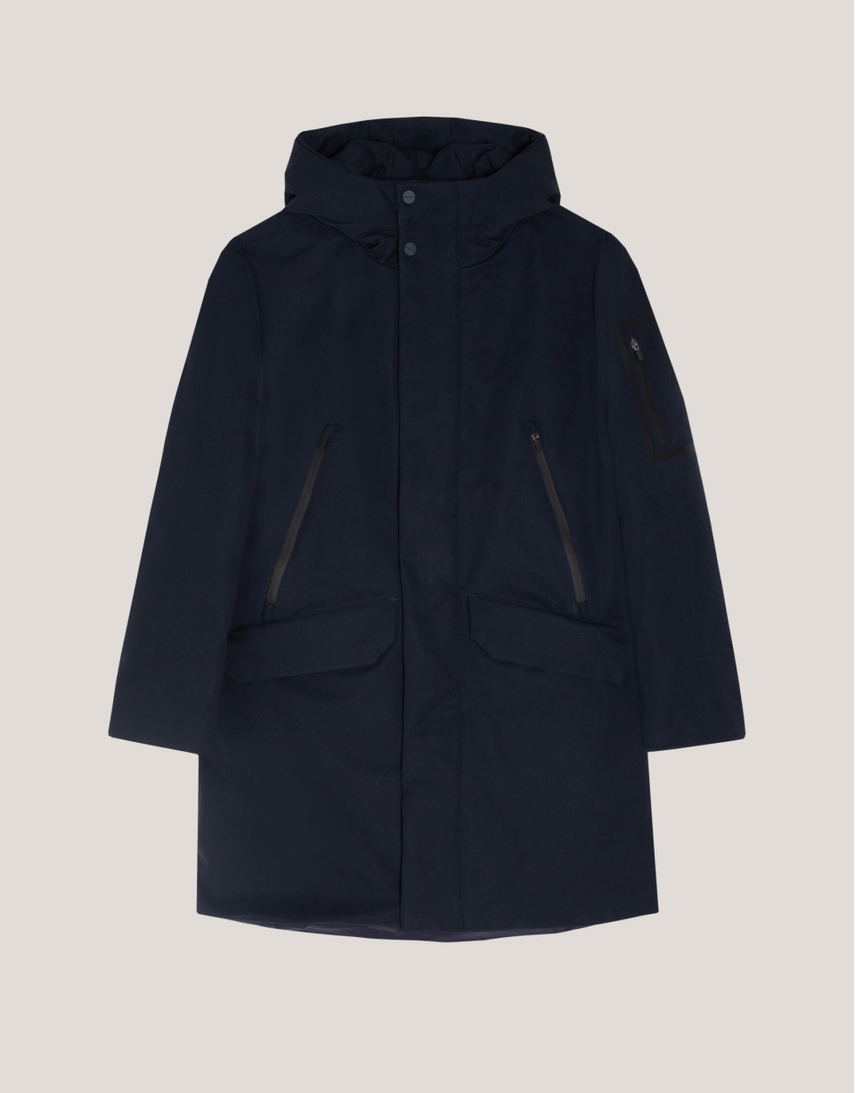 Parka larga azul marino interior acolchado | Roberto Verino