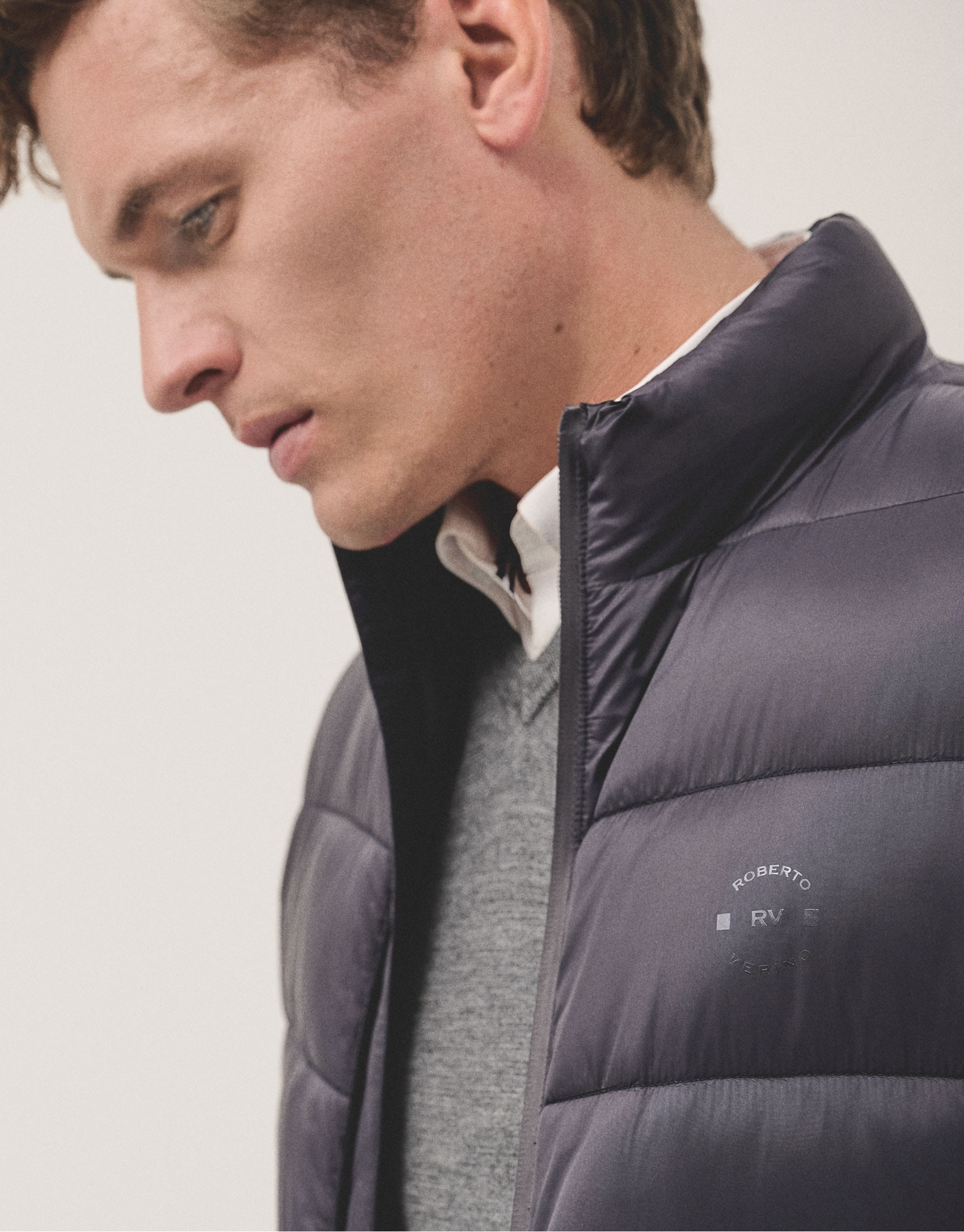 Navy blue quilted technical jacket - Man | Roberto Verino