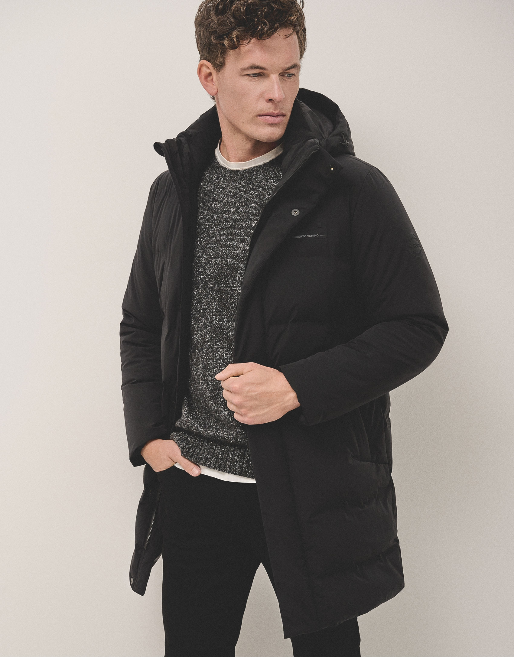 Long black quilted parka - Man - AW2024 | Roberto Verino