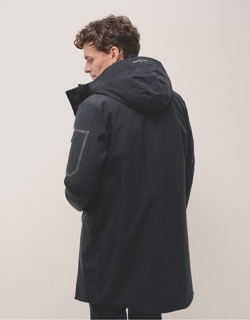 Parka larga azul marino interior acolchado | Roberto Verino