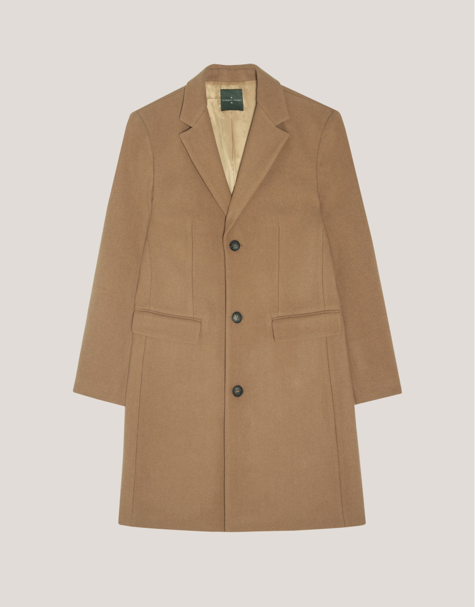 Camel wool cloth coat - Man - AW2024 | Roberto Verino