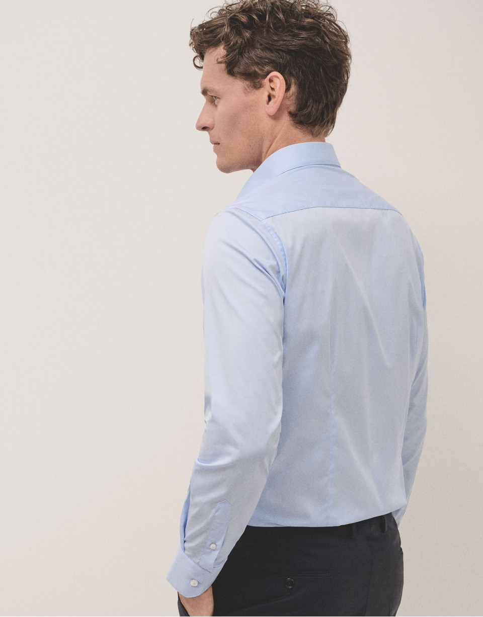 Camisa vestir sarga algodón celeste - Hombre | Roberto Verino