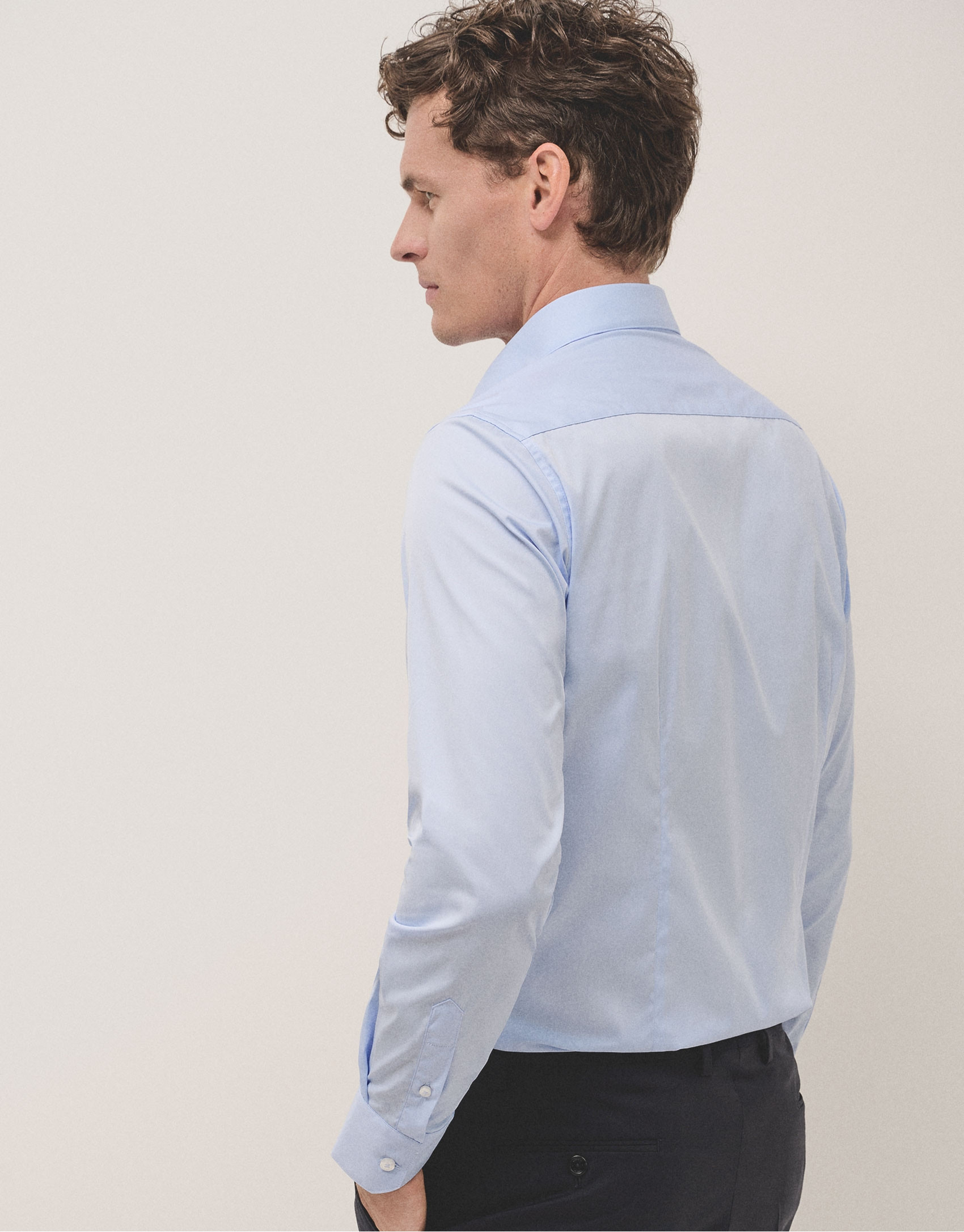 Camisa vestir sarga algodón celeste - Hombre | Roberto Verino