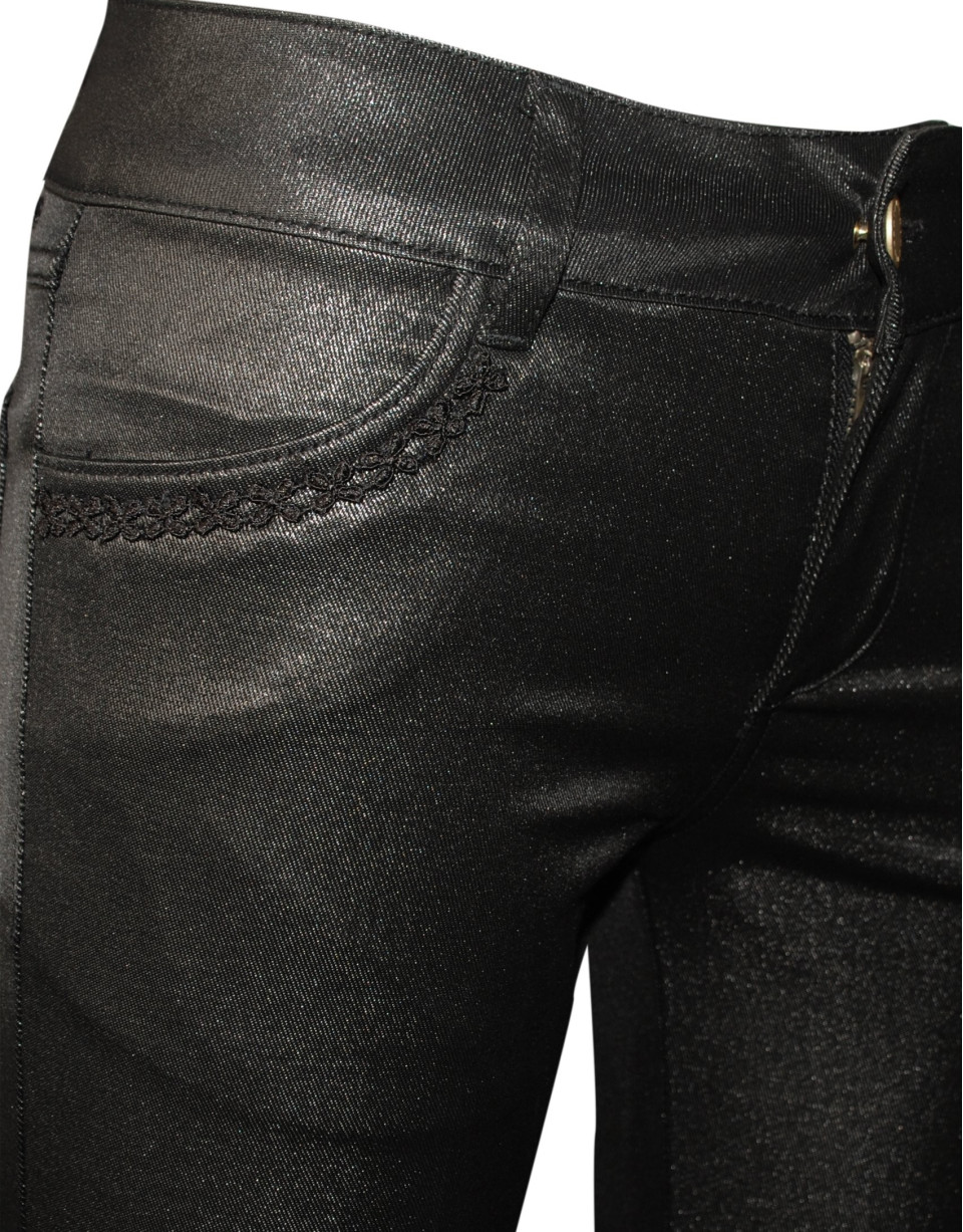 Lurex-black denim pants 