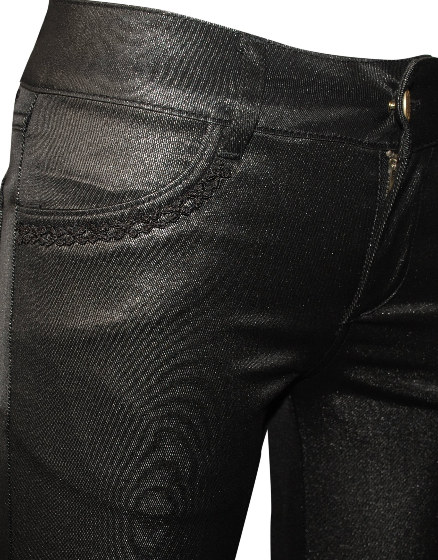 Lurex-black denim pants 