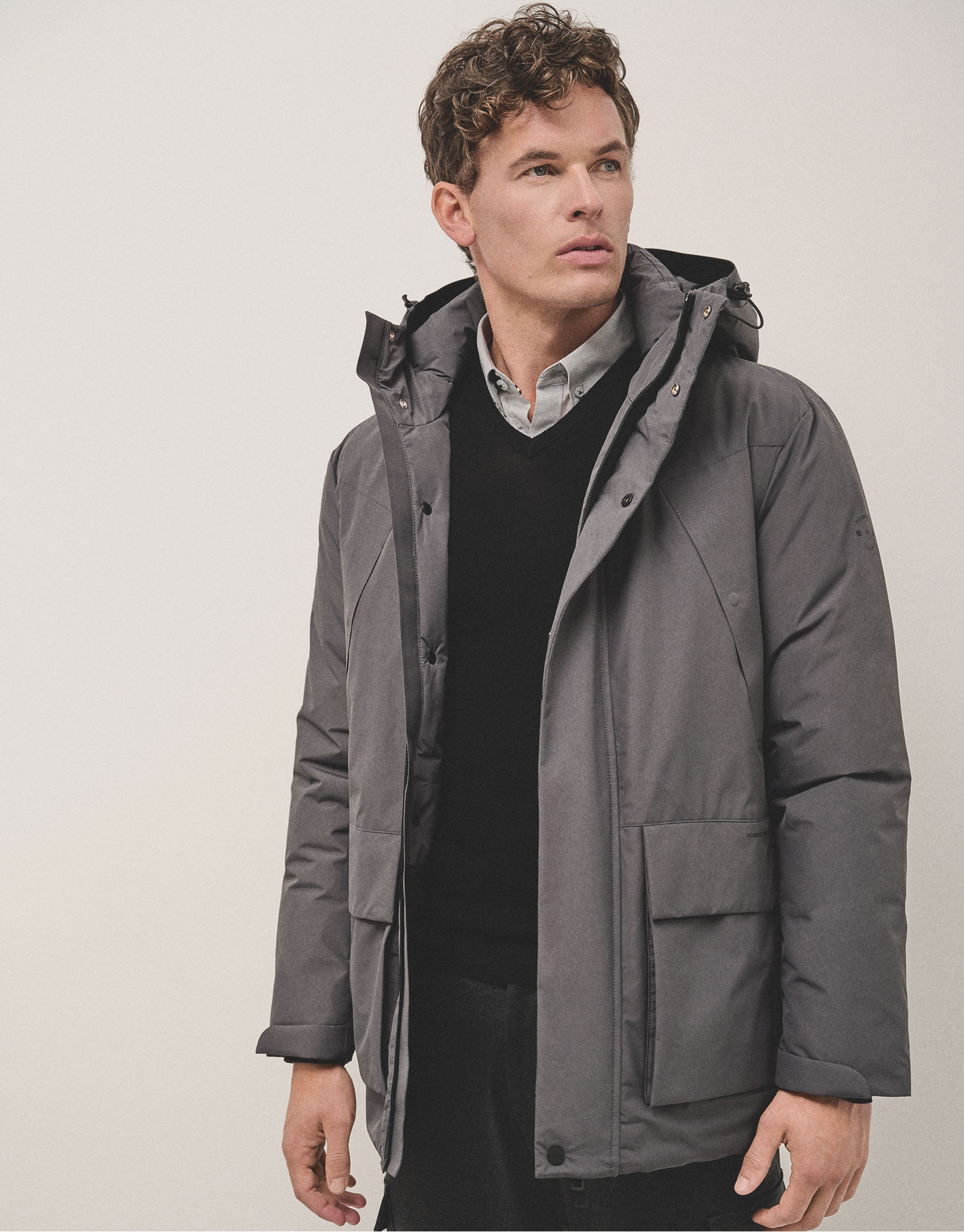 Gray four-pocket technical parka - Man - AW2024 | Roberto Verino
