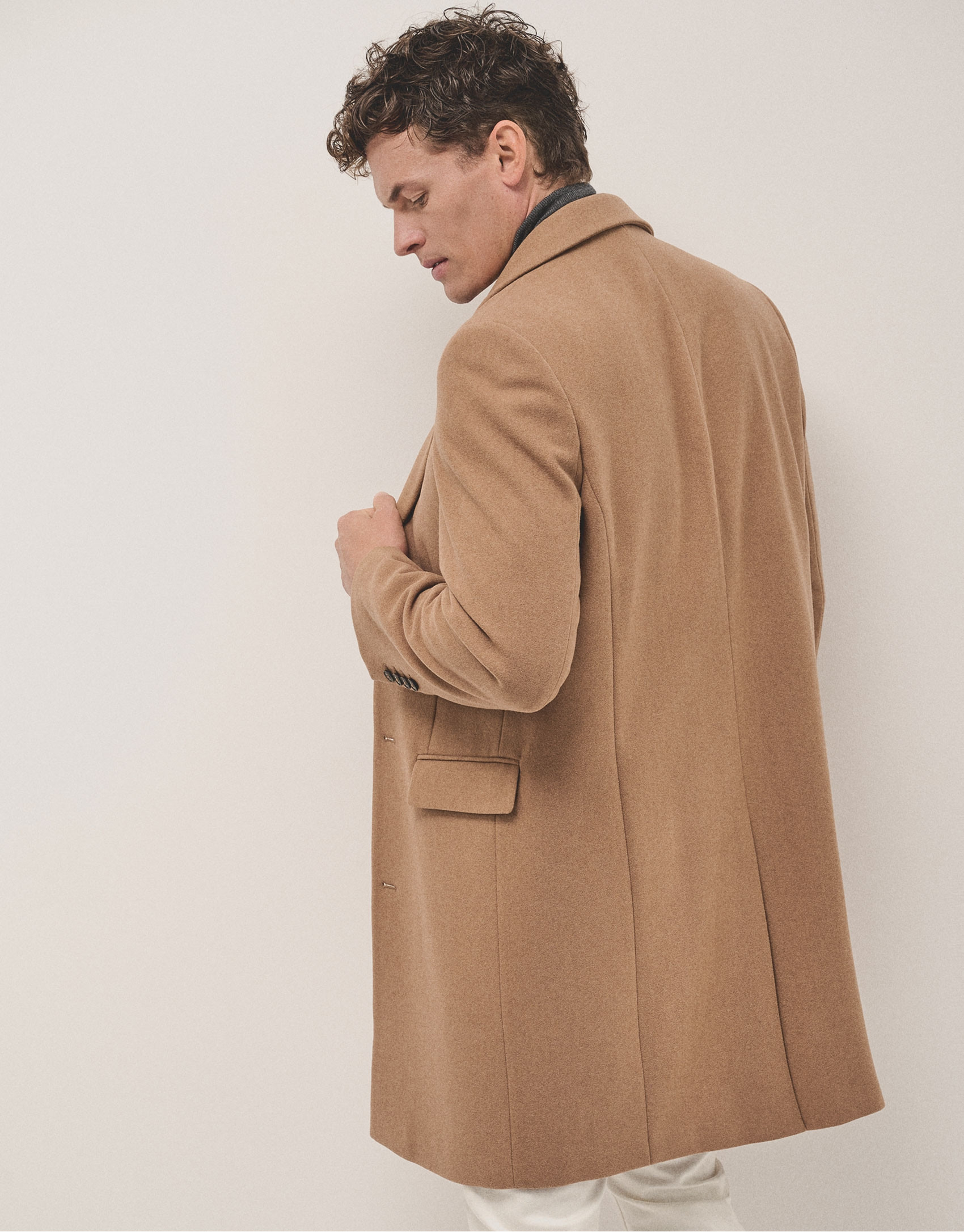 Camel wool cloth coat - Man - AW2024 | Roberto Verino