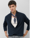 Plain navy blue zipped jacket - Man - SS2025 | Roberto Verino