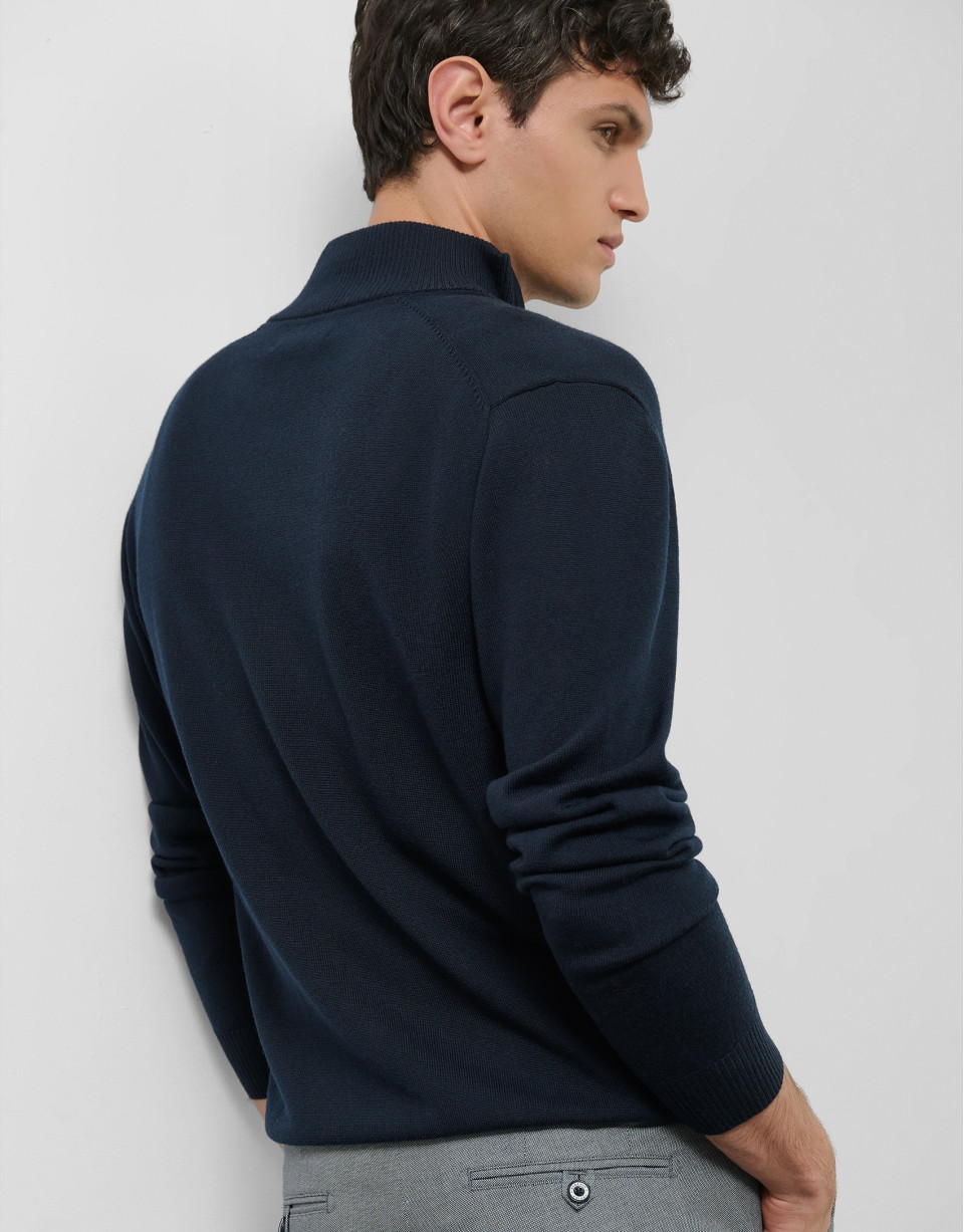 Plain navy blue zipped jacket - Man - SS2025 | Roberto Verino