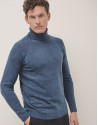 Blue melange sweater with turtle neck - Man | Roberto Verino