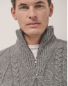 Half-zip pullover grey melange structure - Man | Roberto Verino