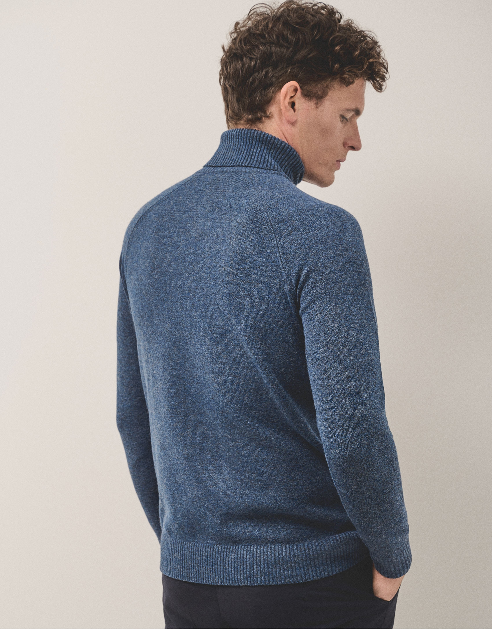 Blue melange sweater with turtle neck - Man | Roberto Verino