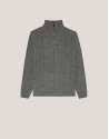 Half-zip pullover grey melange structure - Man | Roberto Verino
