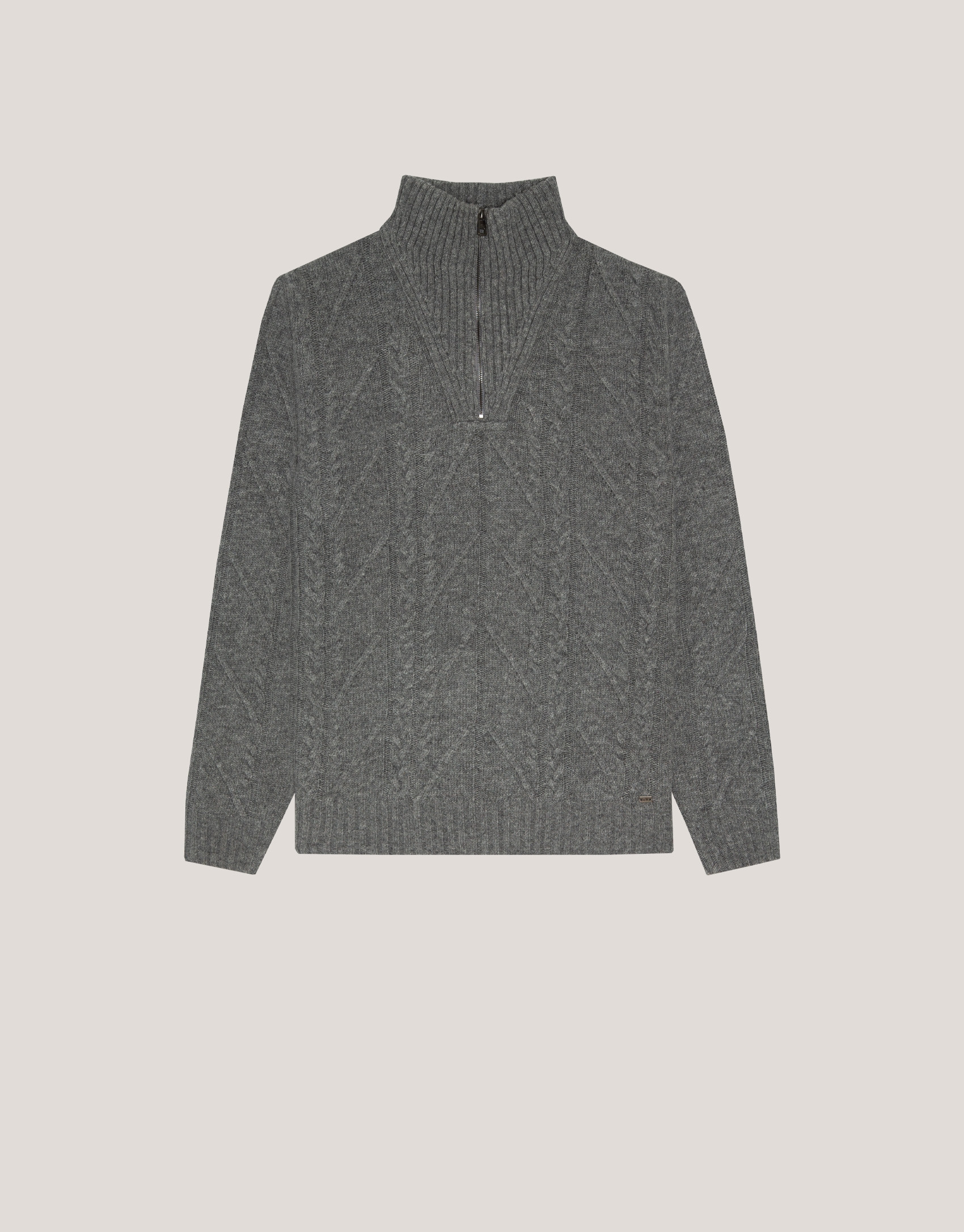 Half-zip pullover grey melange structure - Man | Roberto Verino