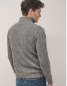 Half-zip pullover grey melange structure - Man | Roberto Verino