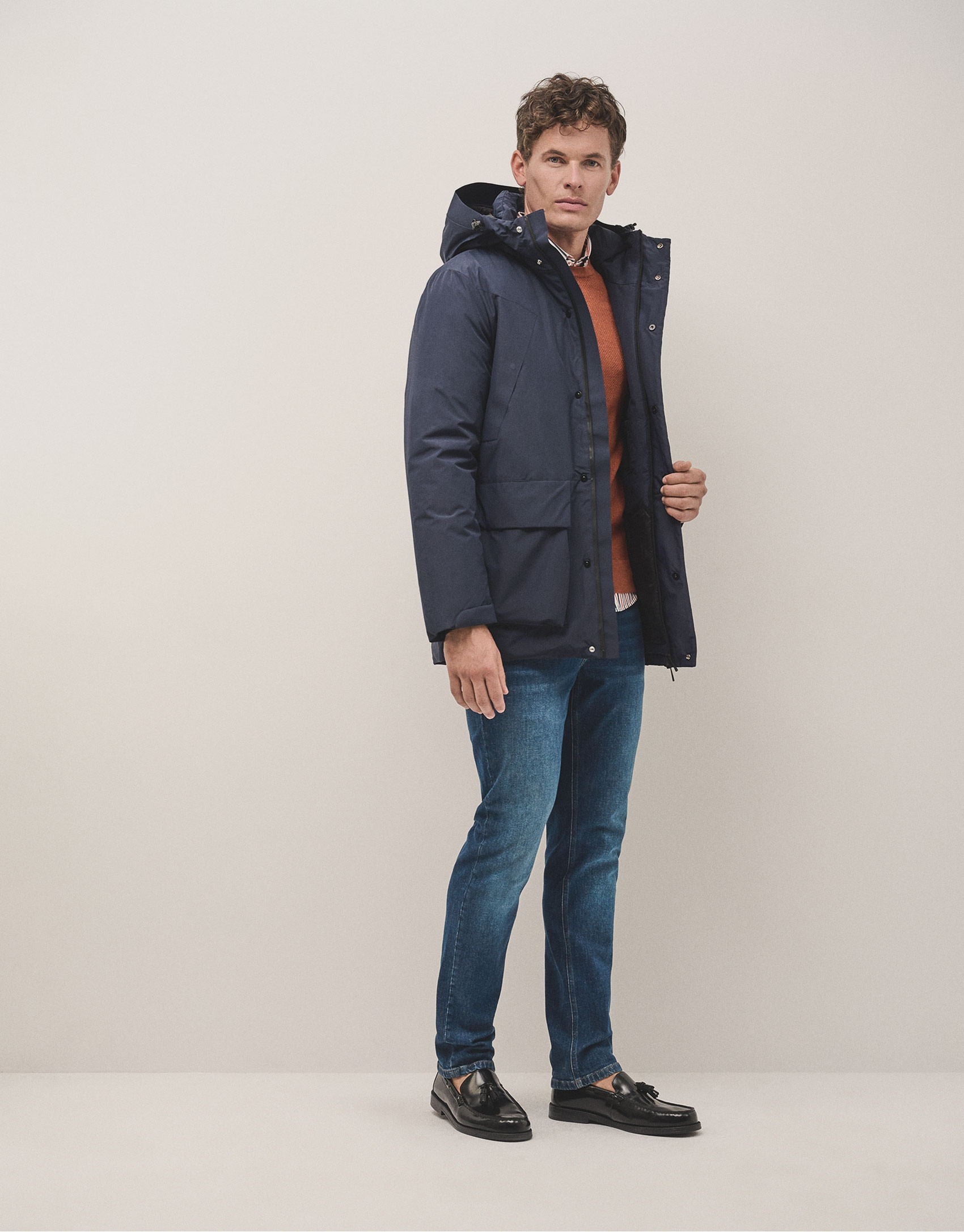 Navy blue four-pocket technical parka - Man | Roberto Verino