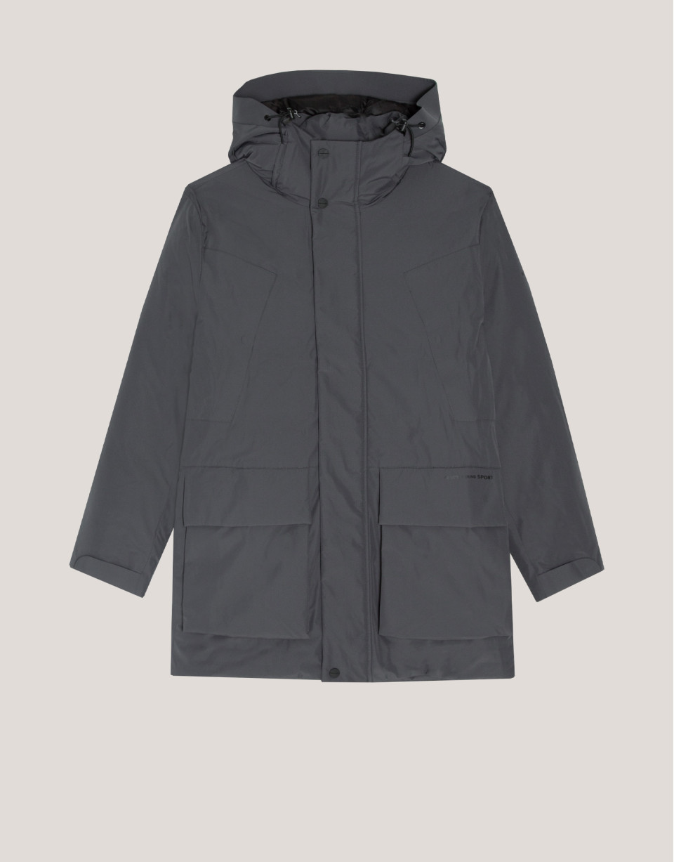Gray four-pocket technical parka - Man - AW2024 | Roberto Verino