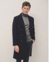 Navy woollen cloth double breasted coat - Man | Roberto Verino