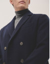 Navy woollen cloth double breasted coat - Man | Roberto Verino