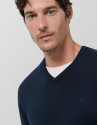 Navy blue wool sweater with V-neck - Mid Season | Roberto Verino