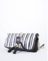 Bolso Clutch Martina Bahía piel a rayas blanco y negro